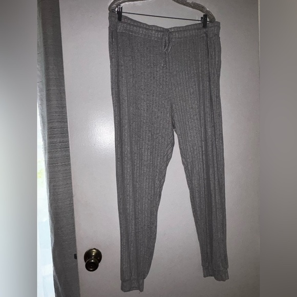 Pants - Gray Ribbed Lounge Pants